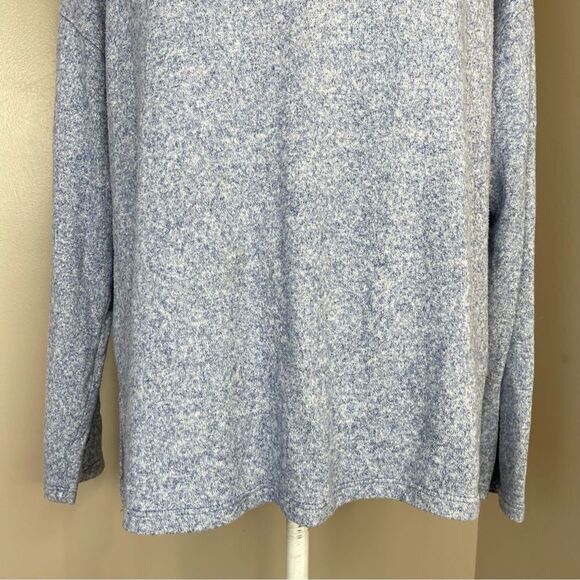 Women Sweatshirt Large Hoodie Blue Long Sleeve Hi-Low Poof New York - Picture 13 of 13